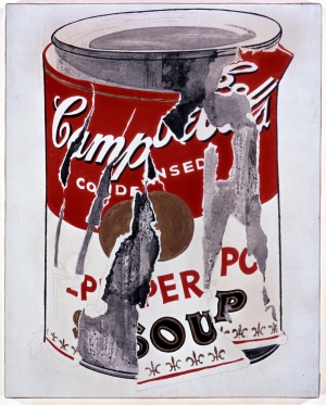 Andy Warhol - Small Torn Campbell&#039;s Soup Can (Pepper Pot), 1962, casein, gold paint, and graphite on linen