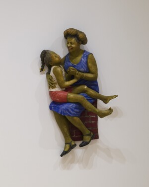 John Ahearn and Rigoberto Torres - Pat and Selena at Play, 1983, oil on reinforced polyadam