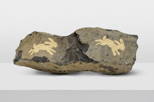 Joseph Beuys - Hasenstein (Hare Stone), 1982, Basalt with gold spray paint