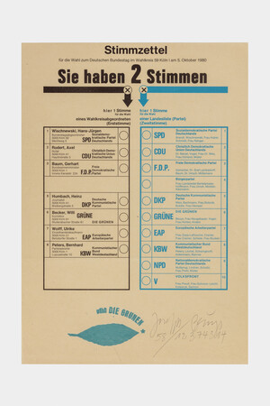 Joseph Beuys - Stimmzettel (Ballot), 1980, ballot paper stamped
