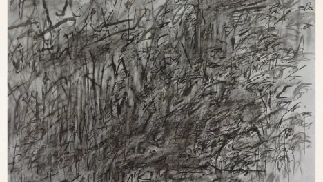 artwork image of Julie Mehretu's painting Invisible Sun (algorithm 8, fable form), 2015