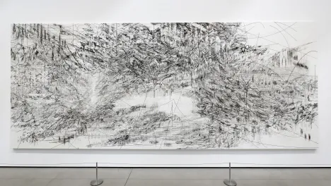 installation view of Julie Mehretu's Cairo at The Broad