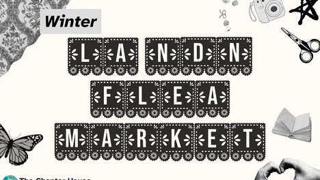 Black and white graphic that reads "LA NDN FLEA MARKET"