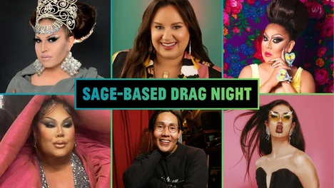 Flyer featuring the events performers' headshots with the event title overlaid