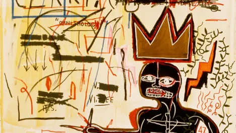 Detail of Jean-Michel Basquiat's With Strings Two