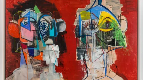 George Condo's Double Heads on Red