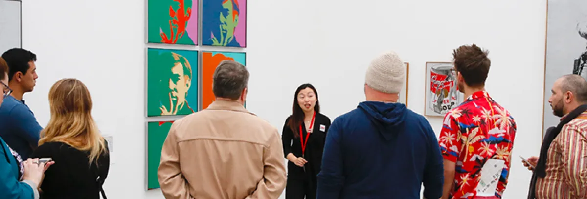 Photo of visitors in the Andy Warhol Gallery at The Broad