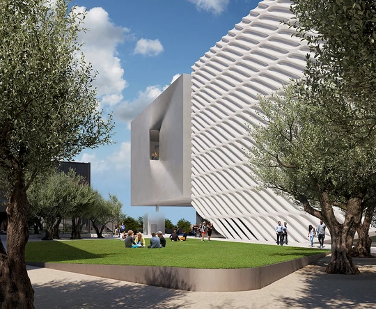 Rendered image of the exterior of the museum