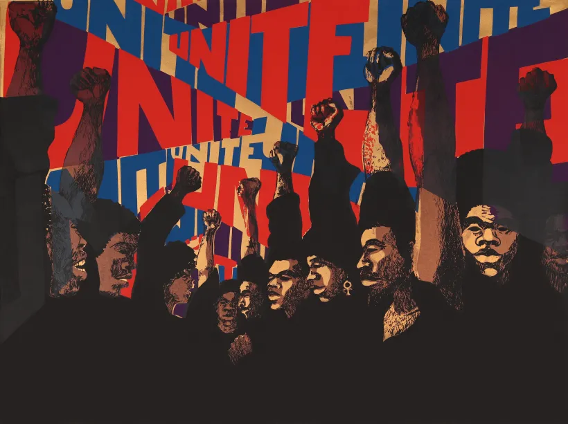 Image of a screenprint by artist Barbara Jones-Hog: Unite (First State), 1971. Screenprint. © Barbara Jones-Hogu