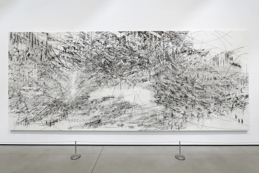 installation view of Julie Mehretu's Cairo at The Broad