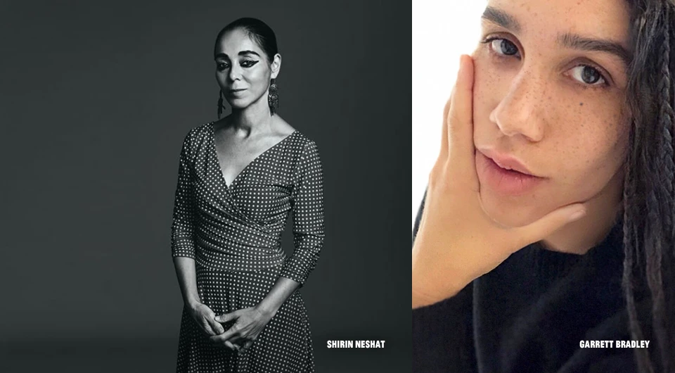 Photos of artist Shirin Neshat and filmmaker Garrett Bradley