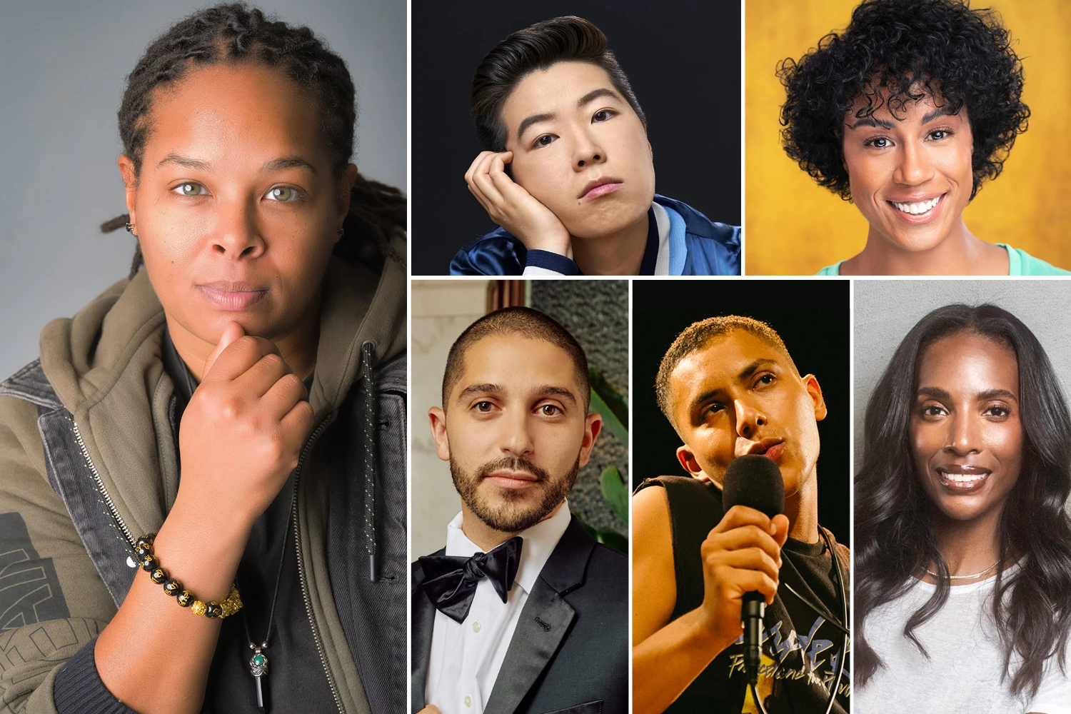 Portraits of the comedians in the program