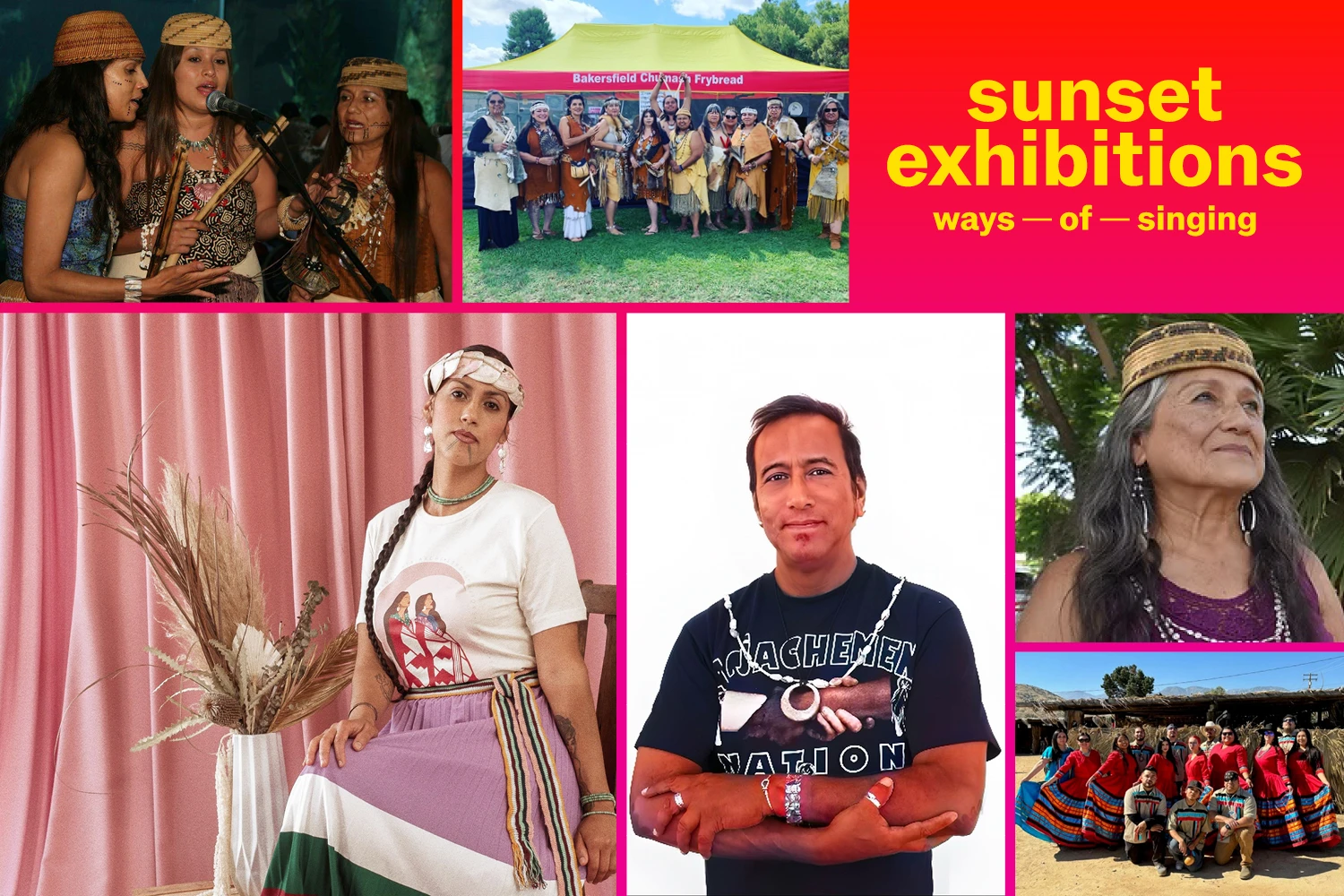 Collage of 6 photos of the evening's performers with event title
