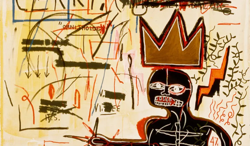 Detail of Jean-Michel Basquiat's With Strings Two