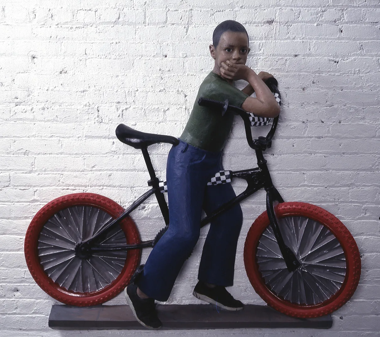 John Ahearn and Rigoberto Torres - Jay with Bike, 1985, oil on fiberglass