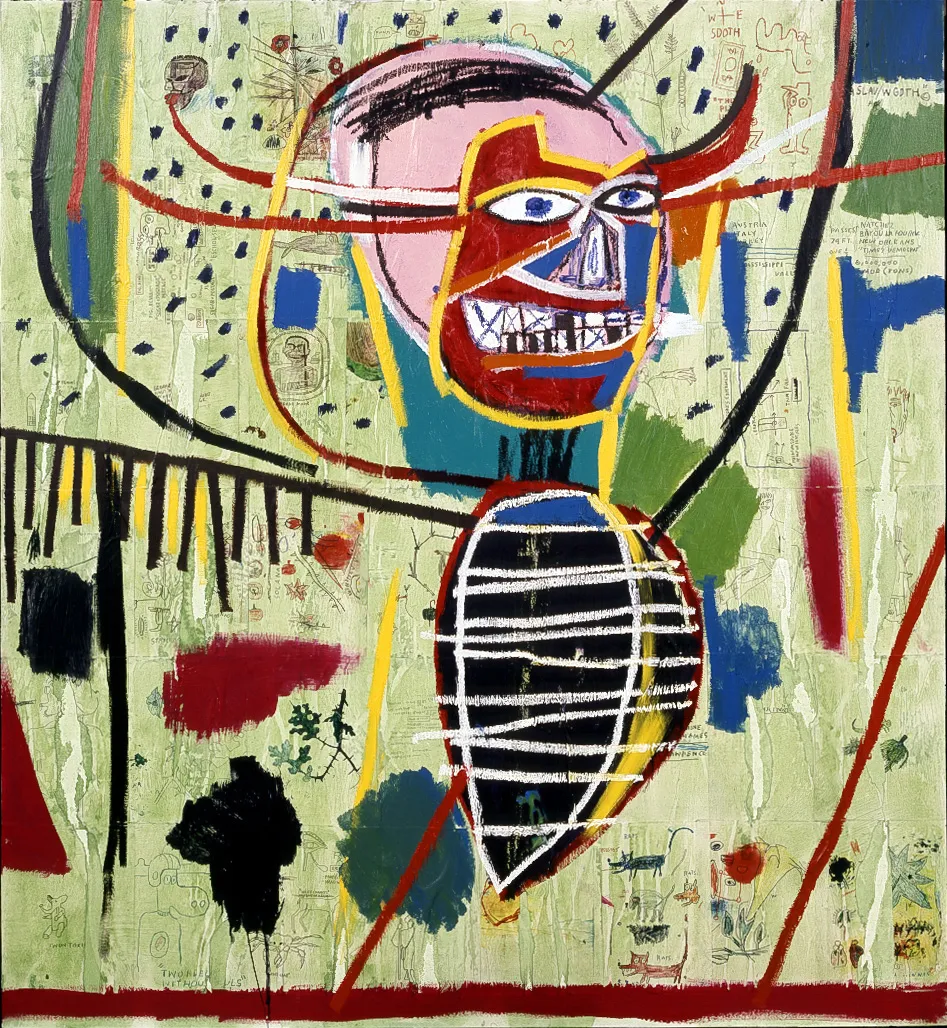 Jean‐Michel Basquiat - Pink Devil, 1984, acrylic, oilstick, and xerox collage on canvas