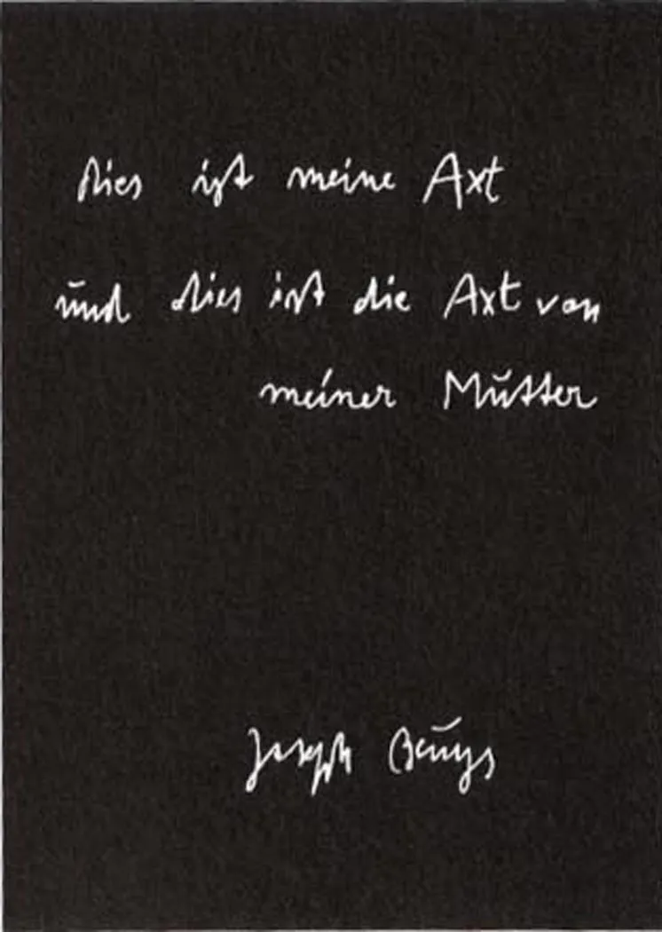 Joseph Beuys - 9 Postkarten: die Axt von meiner Mutter (My Mother&#039;s Axe), 1985, offset on cardstock, stamps reproduced