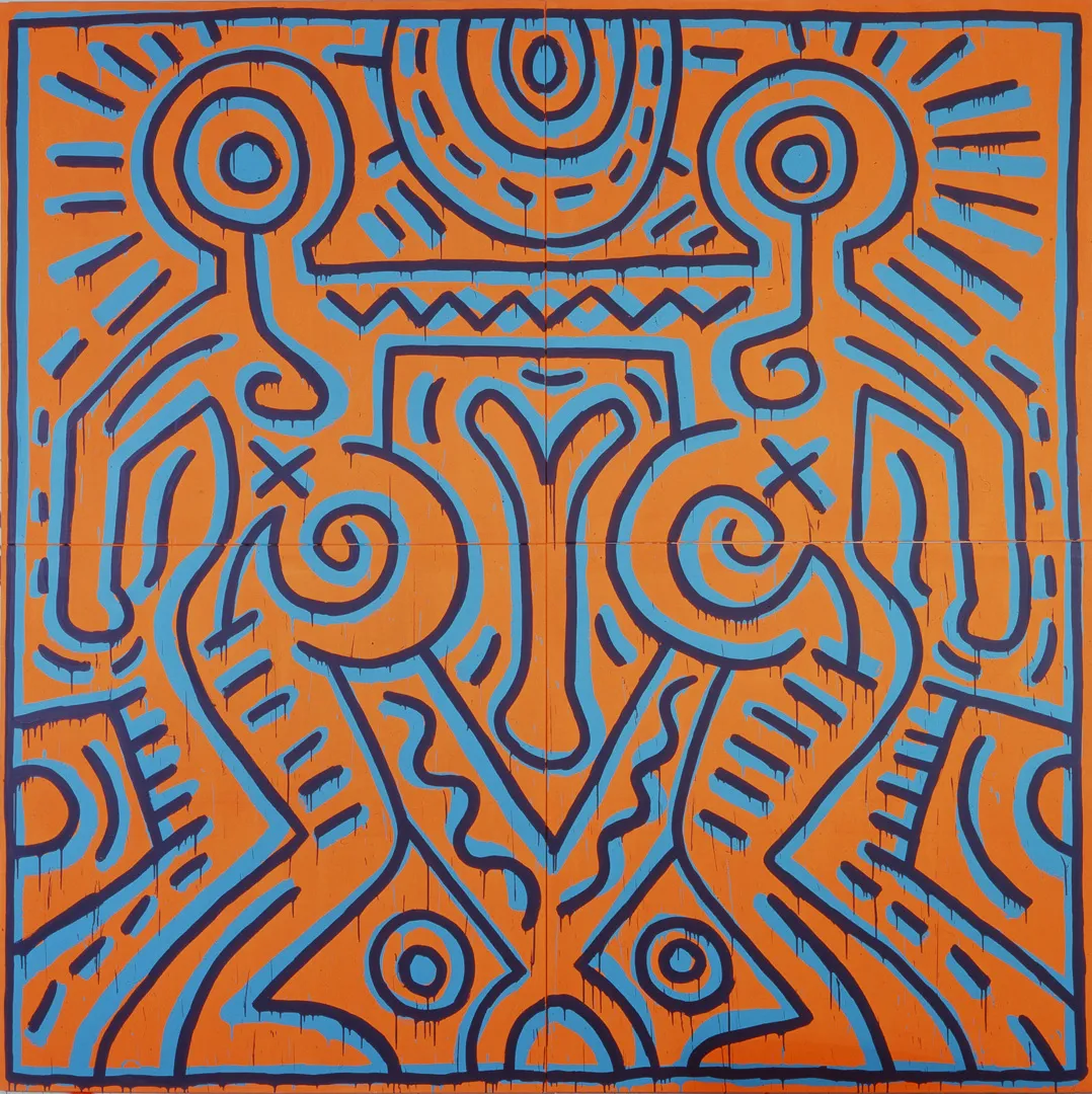 Keith Haring - Untitled, 1984, acrylic on four muslin panels