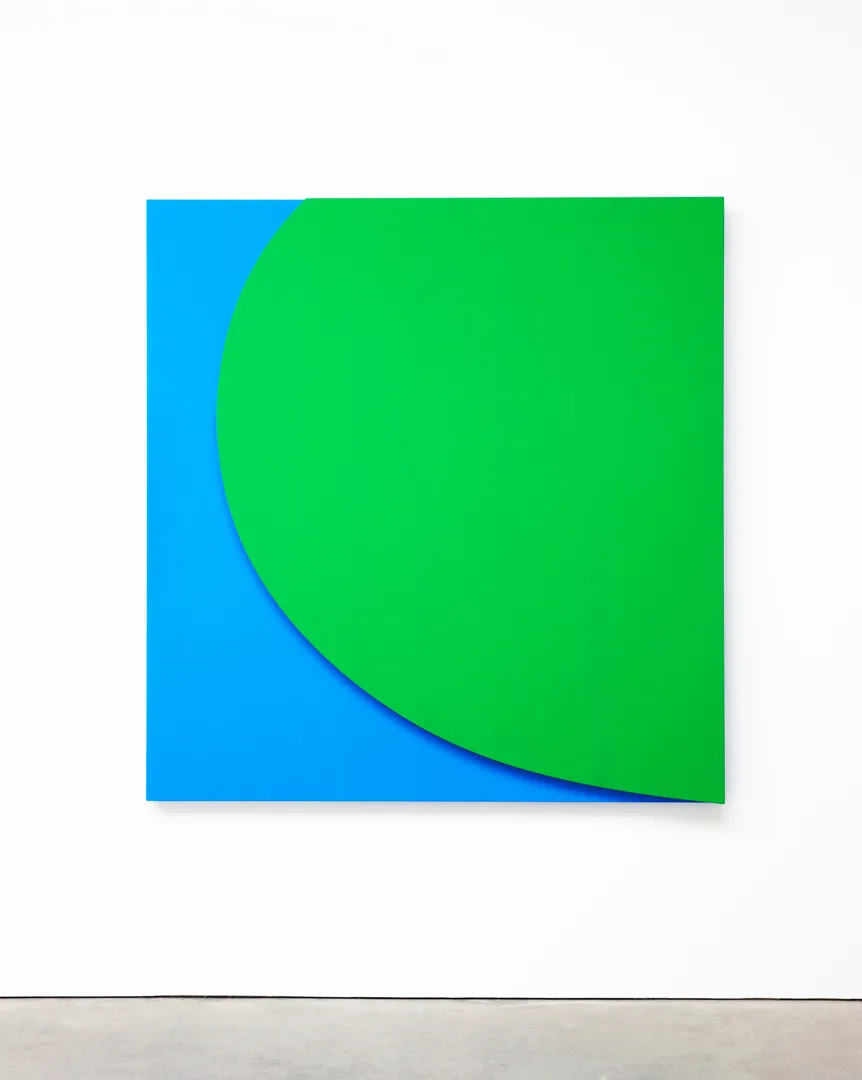 Ellsworth Kelly - Green Relief with Blue, 2011, oil on canvas, two joined panels