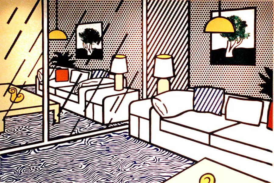 Wallpaper with Blue Floor Interior - Roy Lichtenstein | The Broad
