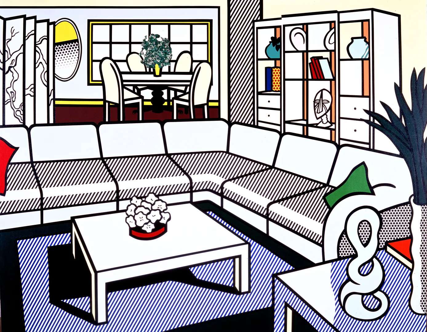 Roy Lichtenstein - Interior with African Mask, 1991, oil and Magna on canvas