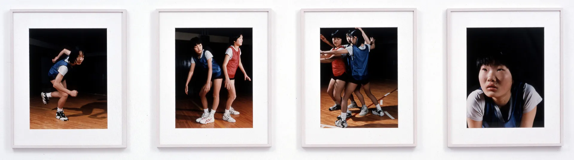 Sharon Lockhart - Goshogaoka Girls Basketball Team: Group III: (a) Chihiro Nishijima; (b) Sayaka Miyamoto &amp; Takako Yamada; (c) Kumiko Shirai &amp; Eri Hashimoto; (d) Kumiko Kotaka, 1997, four framed chromogenic prints
