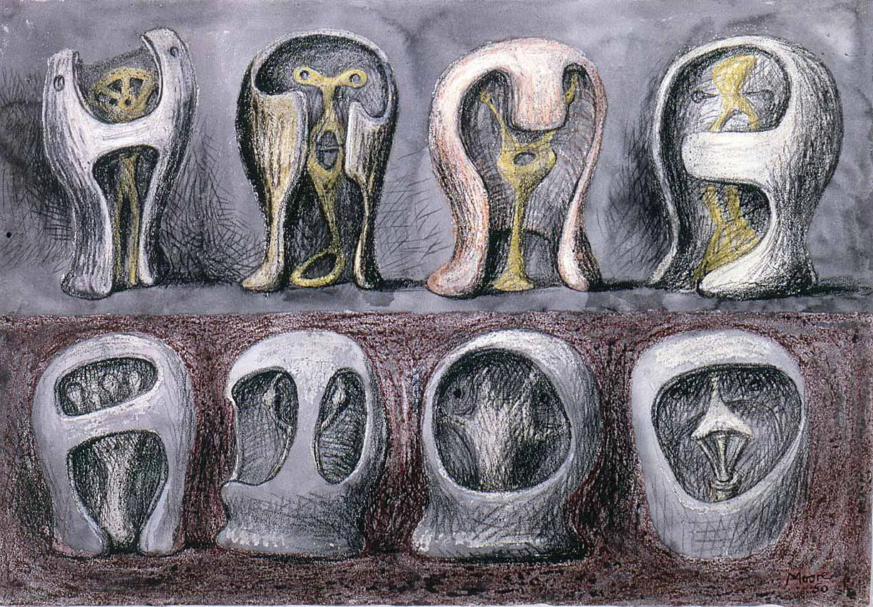 Heads No. 2 (Interior and Exterior Forms) - Henry Moore