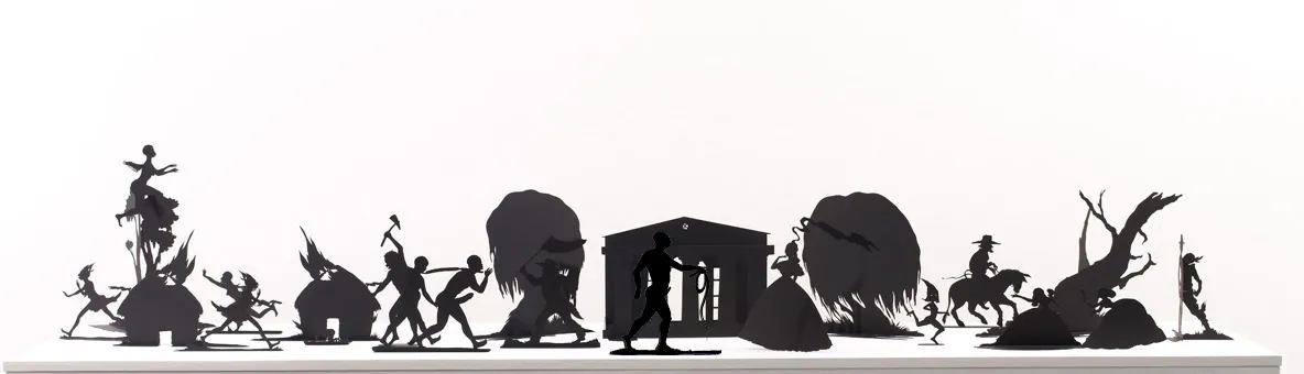 Kara Walker - Burning African Village Play Set with Big House and Lynching, 2006, painted laser cut steel