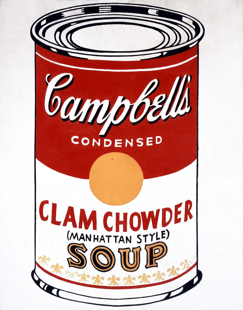 Andy Warhol - Campbell&#039;s Soup Can (Clam Chowder - Manhattan Style) [Ferus Type], 1962, casein and pencil on linen