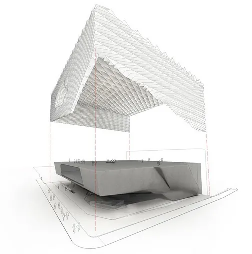The main elements of The Broad's design, the "veil" and the "vault" The main elements of The Broad's design, the "veil" and the "vault"