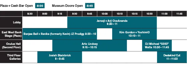 Set Times + Locations